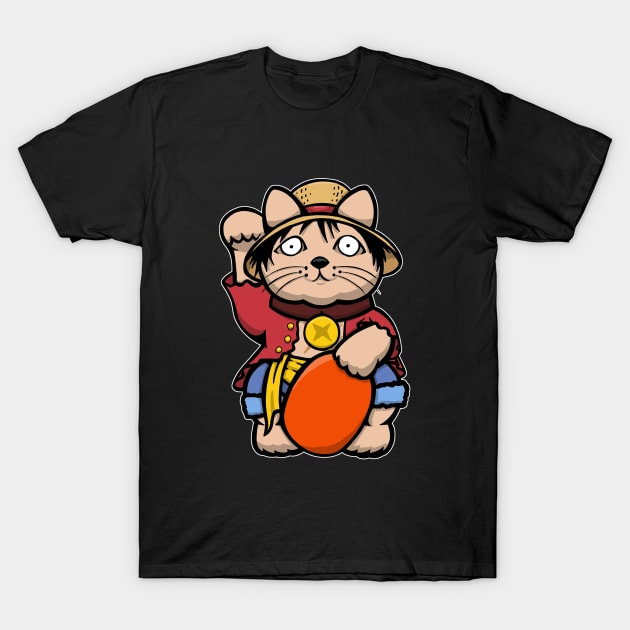 Luffy lucky cat T-Shirt by yayzus